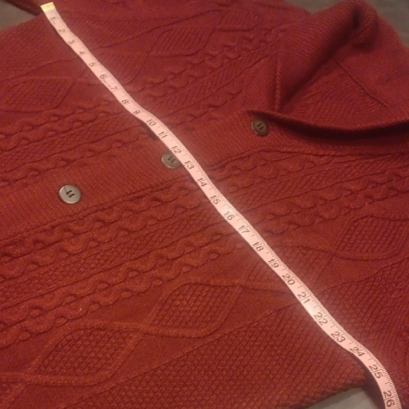 Men's Maroon Cable Knit Cardigan XL - Picture 6 of 8